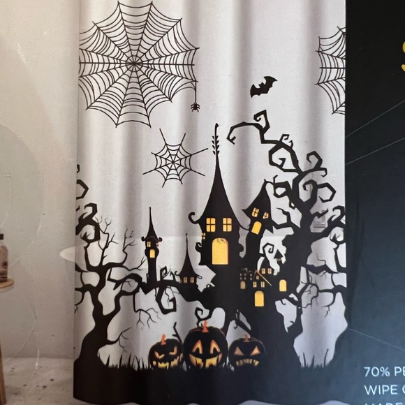 Halloween Haunted Treehouse House Peva Shower Curtain with Metal Grommets - Picture 11 of 11